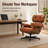 Mid Century Genuine Leather Lounge Chair And Ottoman Italian Leather Walnut-686713790-686713788