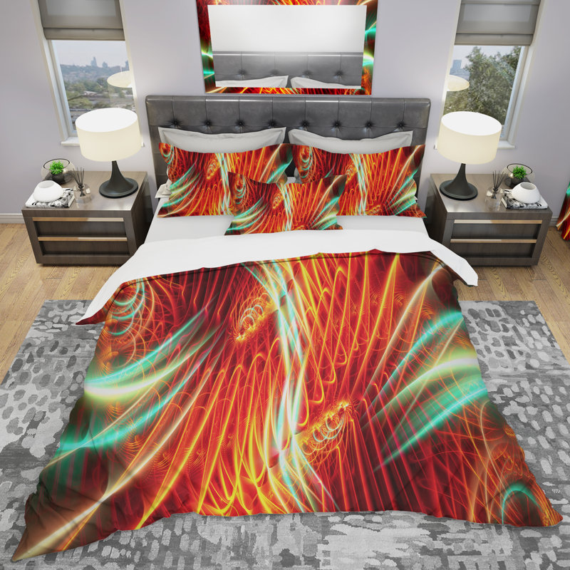 Ensemble de housse de couette orange et microfibre moderne et contemporain