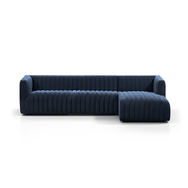Augustine Chaise Sectional, 26" H X 105" W X 64" D, Orly Natural Velvet, Right Hand Facing