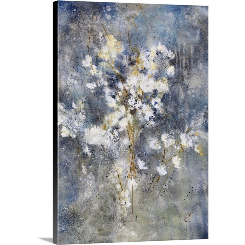 « floral nocturne ii », peinture sur toile, Toile tendue, H 18 po x l 12 po x p 1,25 po