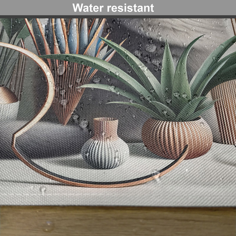 Polyester Grey Green Pale Rust Rectangle Placemat