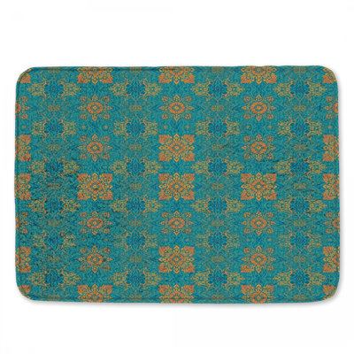 Tapis de bain turquoise à motif mandala