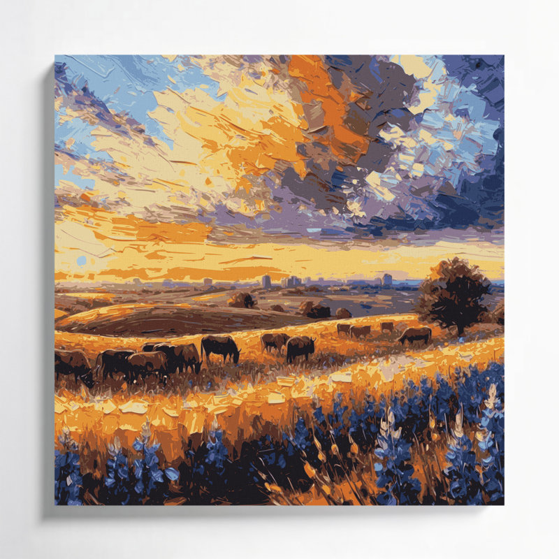 USA State Texas Brown Canvas Wall Art, 32" H x 32" W