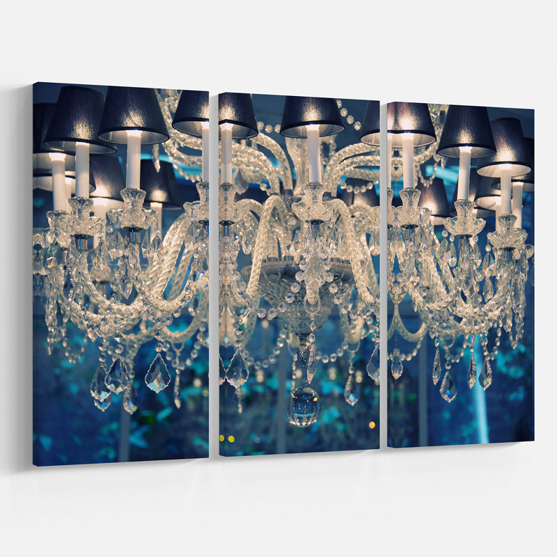 " Blue Vintage Crystal Chandelier " 3 - Pieces