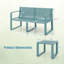 3 PCS Patio Furniture Set w/1 Loveseat & 2 Side Tables All-Weather Bistro Set Blue-118756926