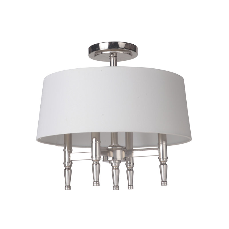 Quinlan Fabric Semi Flush Mount, Polished Nickel