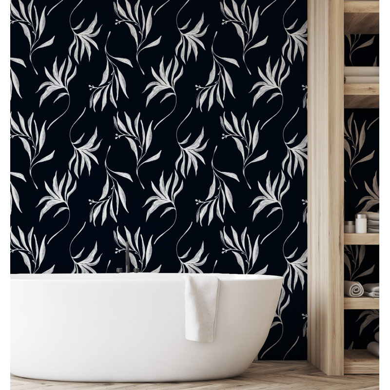 Yuki Osada Floral Wallpaper Double Roll, White/Black