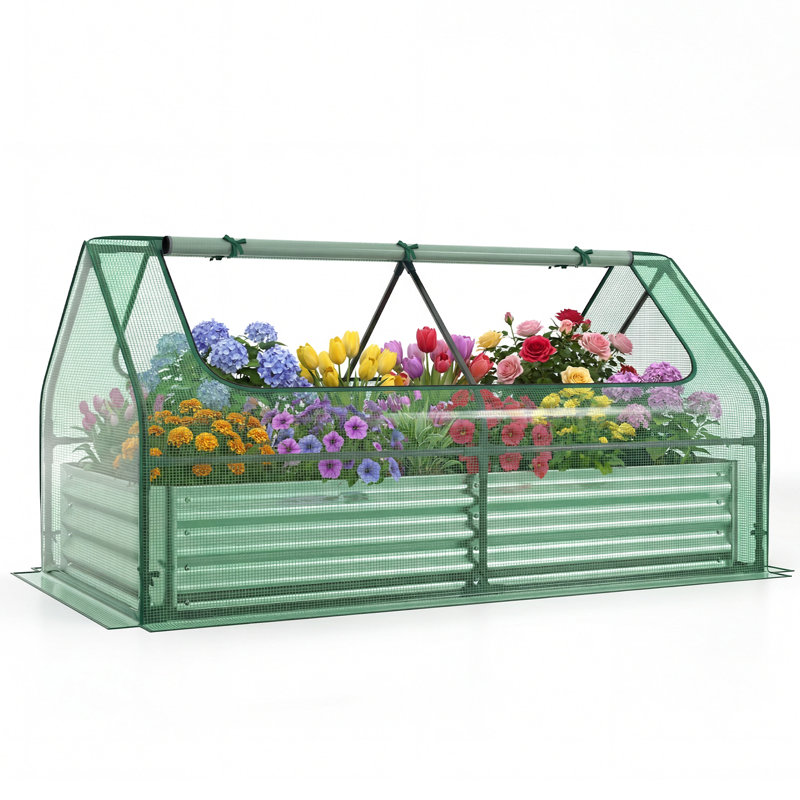 Raised Garden Bed, Silver/Green