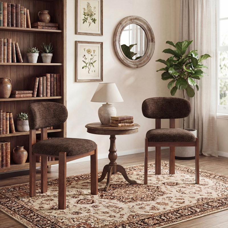 40.5 cm H Upholstered Fabric Dining Chair, Dark Brown/Walnut