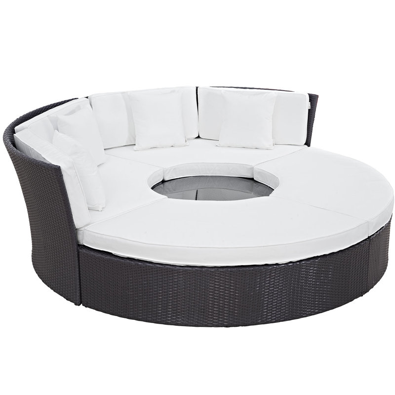 Ensemble de conversation modulaire en rotin avec coussins 5 pièces Zehra, Blanc