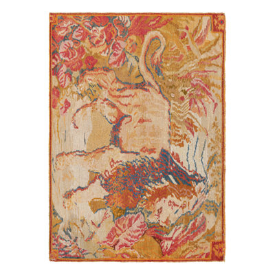 One-of-a-Kind 3’8”x5’3” 1950s Wool Area Rug