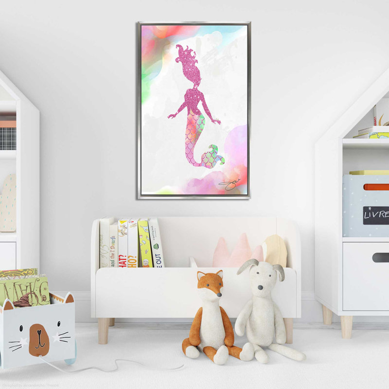 «Mermaid 2 (Vertical)» par Jodi - impression, Cadre flottant argent, H 63,5 po x l 39,5 po x P 2 po