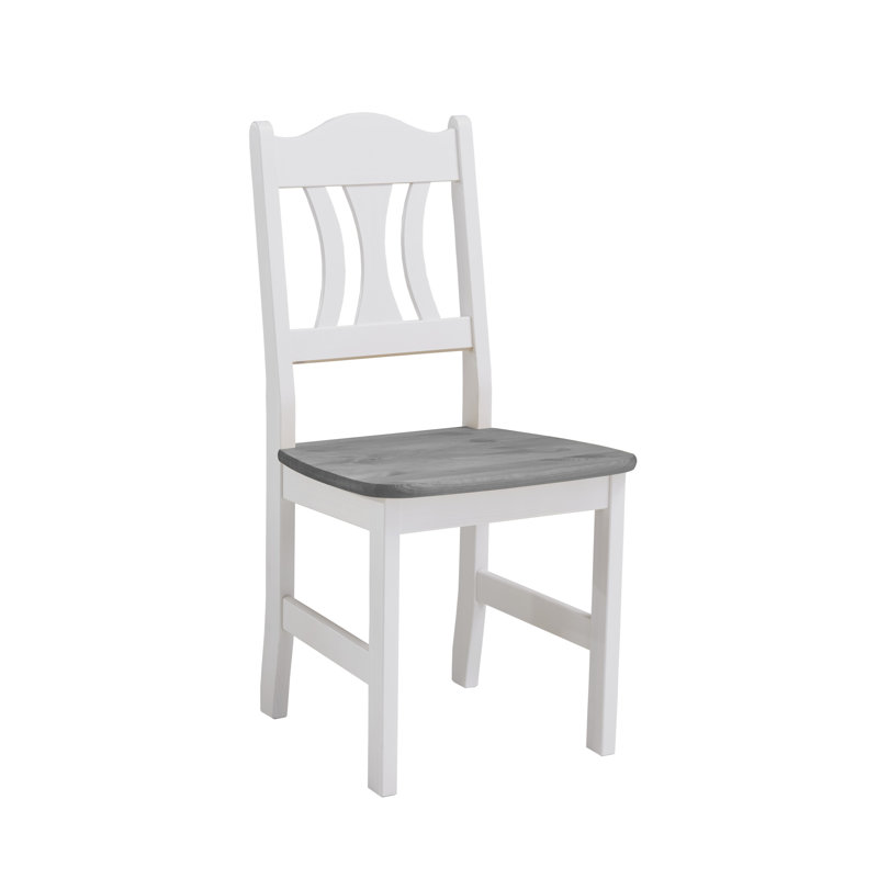 Kristel 43 cm H Solid Wood Slat Back Side Chair, White/Grey