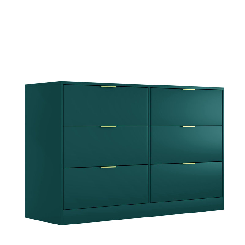 Commode 6 tiroirs pour chambre à coucher, Vert