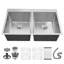Belfry Kitchen 55.9mm W Double Bowl Stainless Steel Drop-In Kitchen Sink with 1 Faucet Hole