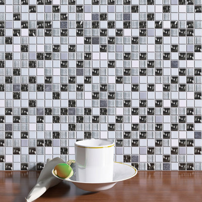 Small Dots 11.82 in. x 11.82 in. Squares Glossy Glass Mosaic Tile