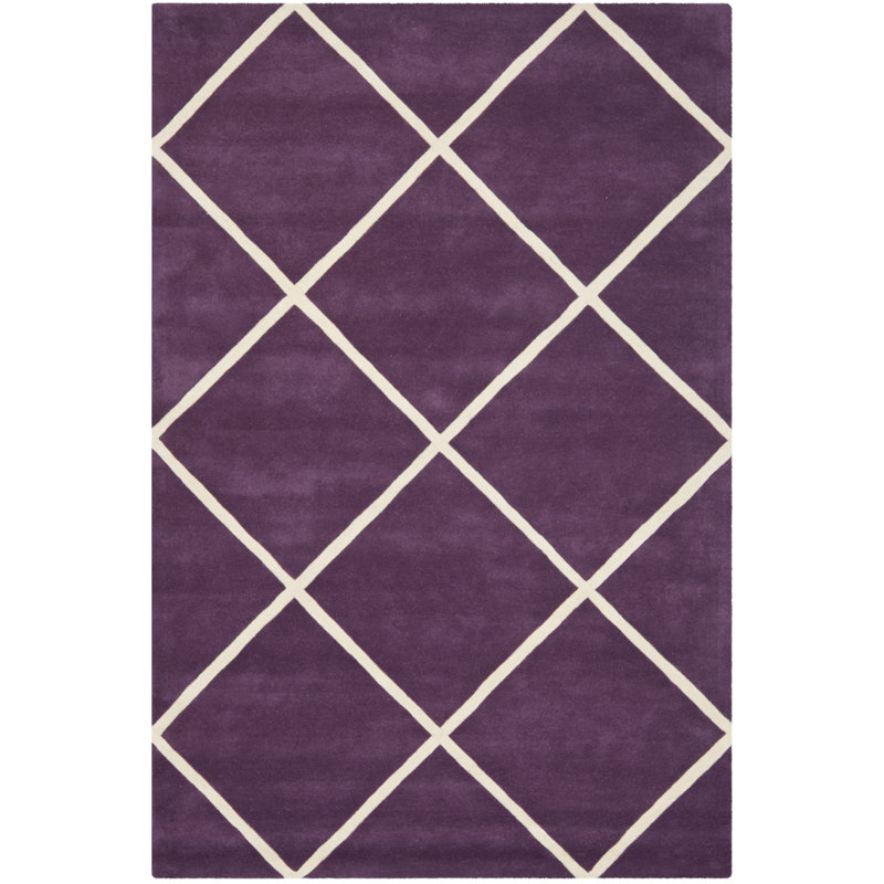 Teresita Hand-Tufted Wool Purple/Ivory Area Rug, Rectangle 2' x 3'