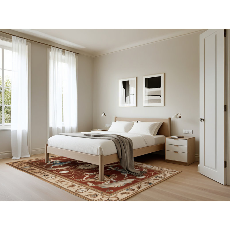 Tapis brun français lavable à la machine, Rectangle 5 pi x 7 pi