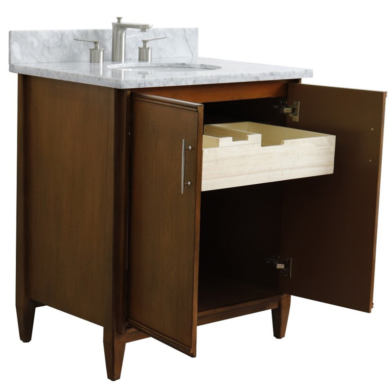 Ensemble de meuble-lavabo simple 31 po, Marbre blanc