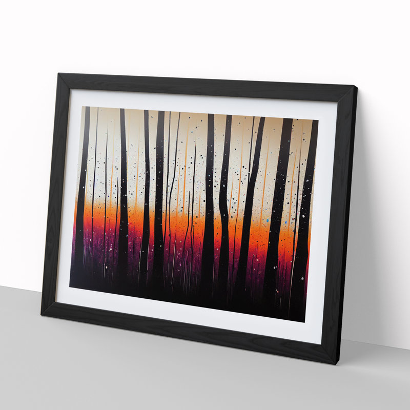 Splashed Forest Vol.4 Abstract 1 Piece Single Picture Frame Painting, 34cm H x 46cm W x 2cm D, Black