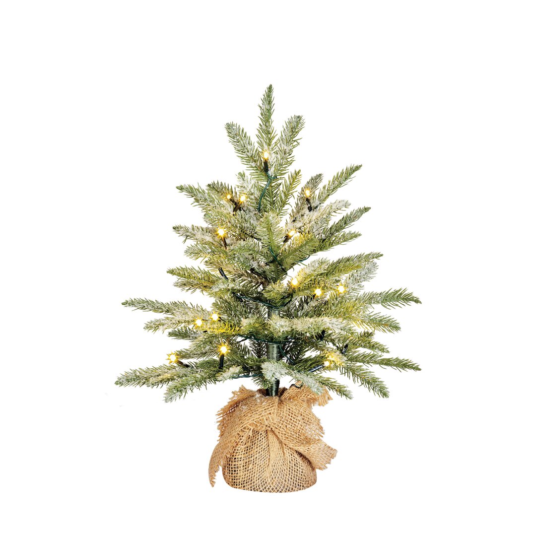 Künstlicher Weihnachtsbaum 46 cm in Weiß/Grün mit 20 Leuchten in Transparent/Weiß