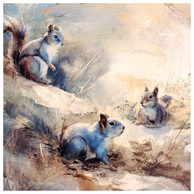 Édredon aquarelle écureuil trio, Lit simple