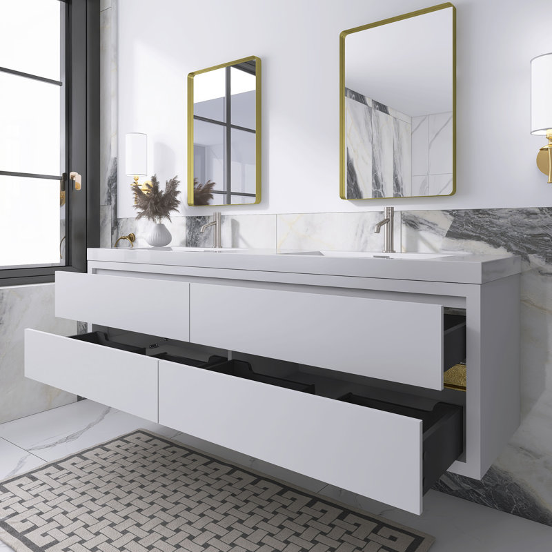 72" Wall Mounted Bathroom Vanity With Sink