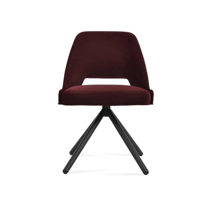 Chaise pivotante en velours cerise Marash Stick, Noir