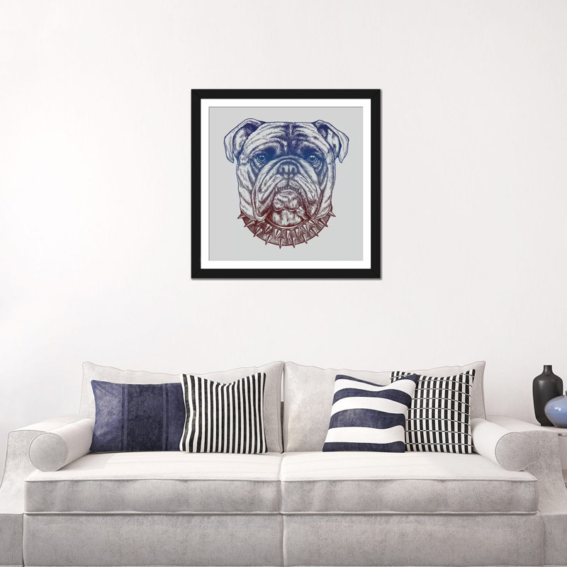 « bouledogue de petits pouces », impression sur toile, H 16 po x l 16 po x P 1 po, Papier d'art encadré noir, Blanc
