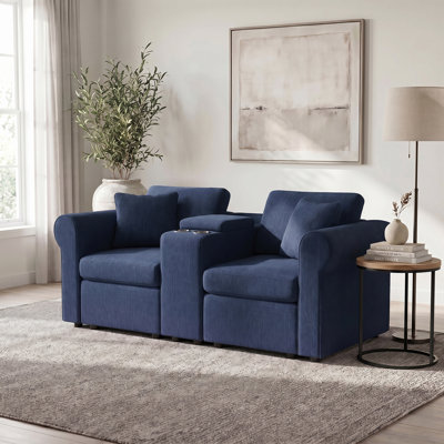Causeuse modulaire à accoudoirs roulés 2 places 76,5 po avec console de rangement Lockheart