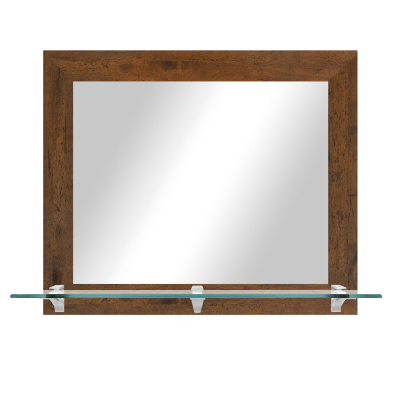 Engelbertus Flat Wall Mirror, Light Walnut/Brushed Nickel