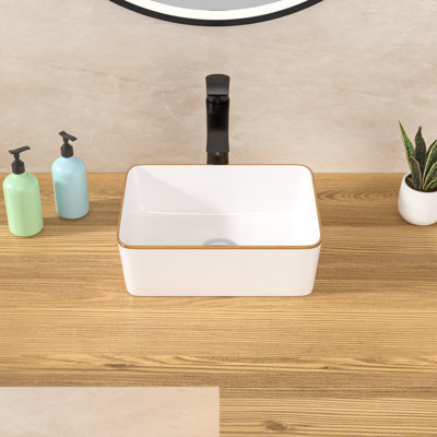 Lavabo vasque de salle de bain rectangulaire en céramique 16 po x 12 po