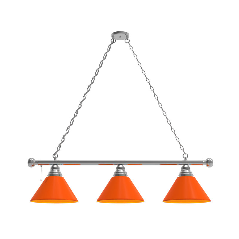 3 - Light Pool Table Lights Pendant, Chrome, Orange
