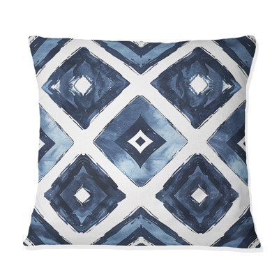 Coussin décoratif bleu marine à motif de losanges II