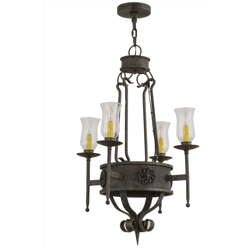 Lustre de roue de wagone 4 lumières façon bougie Beardsley