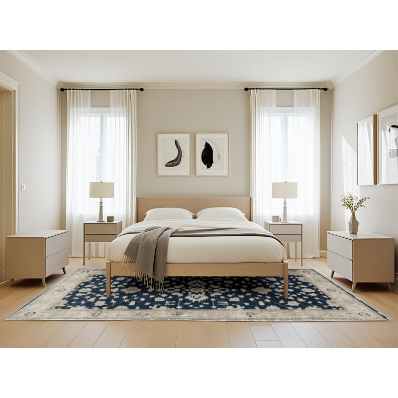 Tapis beige surteint lavable à la machine, Rectangle de 5 pi x 8 pi