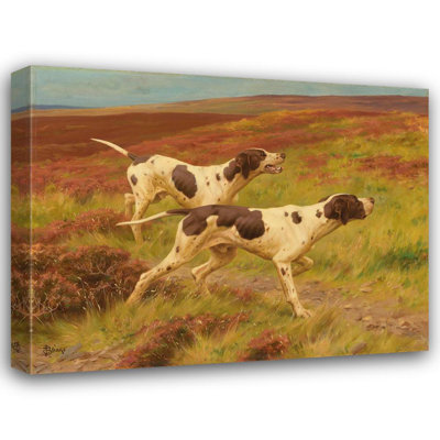 «Two Pointers in the Heather» par Thomas Blinks - Art mural sur toile tendue avec châssis