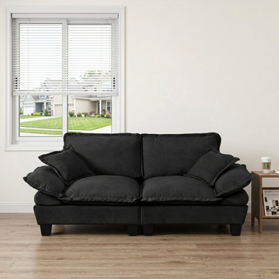 Canapé en chenille pour voilier, causeuse modulaire à 2 places avec accoudoirs courbés, canapé Comfort-First pour petits espaces et appartements