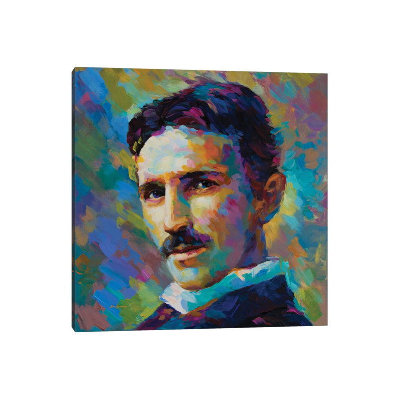 Tesla by Leon Devenice - Painting on Canvas, 93.98cm H x 93.98cm W x 3.81cm D, Wrapped Canvas