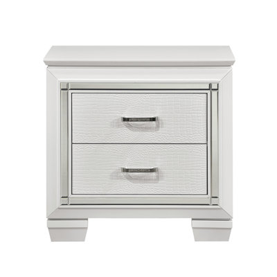 Glamourous 1Pc Table de chevet 2X Tiroirs à queue d'aronde Faux Alligator