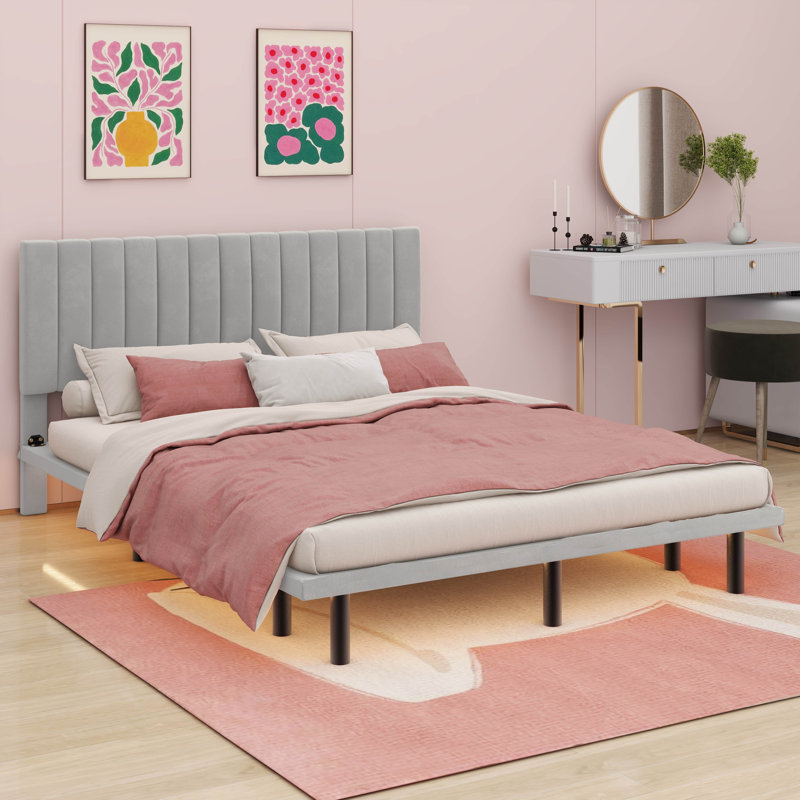 Keraghan Upholstered Platform Bed, Gray