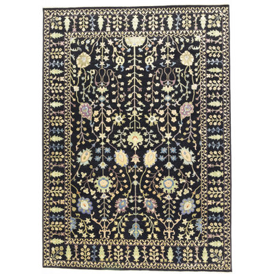 Tapis noir traditionnel Oushak Chobi