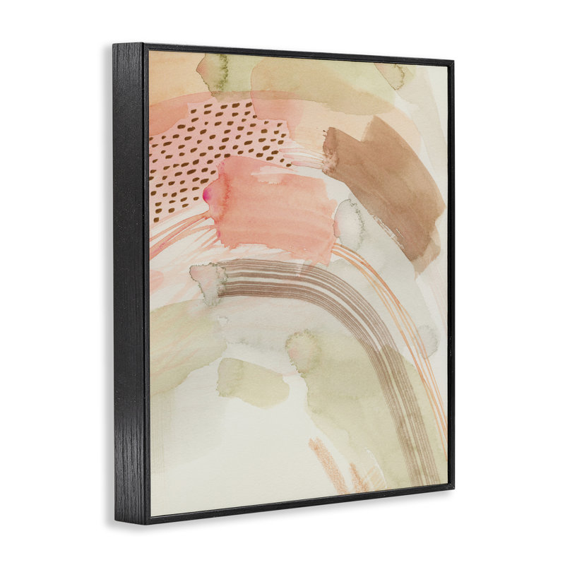 «Funky Blush & Beige», estampe numérique abstraite encadrée par Grace Popp, H 30 po x l 24 po, Giclée encadrée noir minuit
