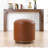 Stylish Pouffe Ottoman, Camel Faux Leather, 16.9 x 16.5 inches | 100% Faux Leather with Laminated & Felted Backside, Wooden Legs, 35 DNS Orthopedic Sponge | Perfect for Bohemian, Glam, Hotel & Scandinavian Decor-720456312