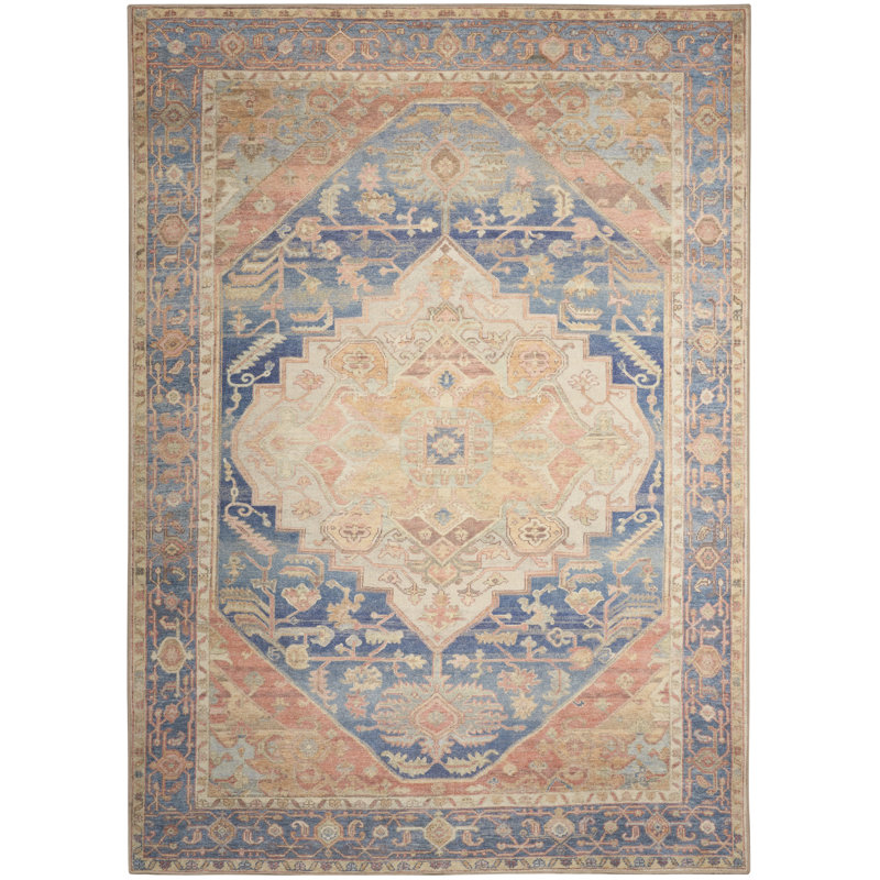 Herkimer Machine Washable Vintage Area Rug, Rectangle 5'3" x 7'3"
