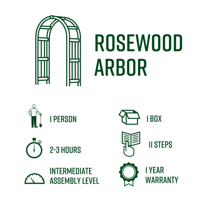 Rosewood Cedar Garden Arbor with Canopy, 88.75"H