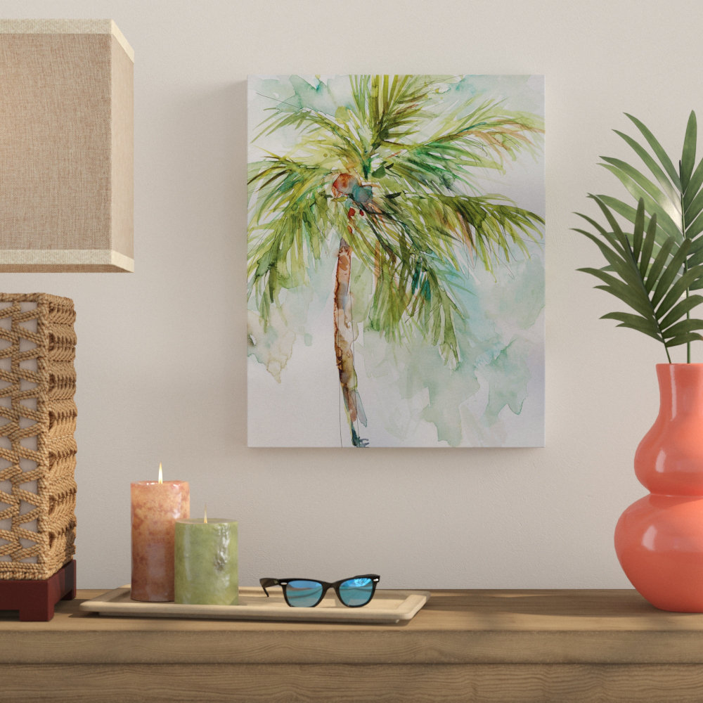 'Palm Breezes I' Print on Wrapped Canvas Bay Isle Home™ 