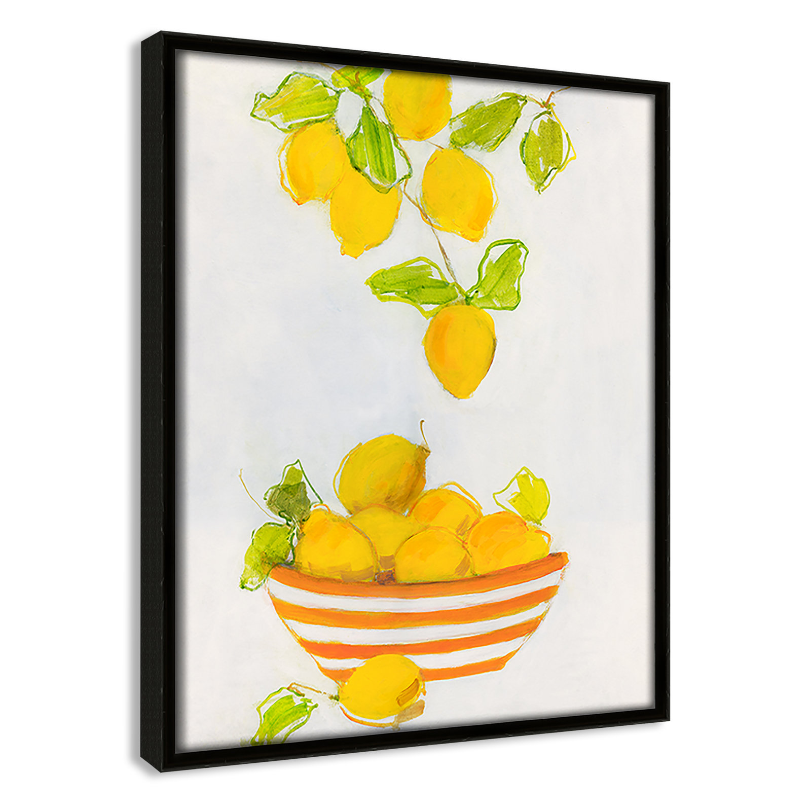 Darcy "Lemonlicious" Painting by Sally Swatland, 11.5" H x 9.5" W x 2" D, Espresso Framed Canvas