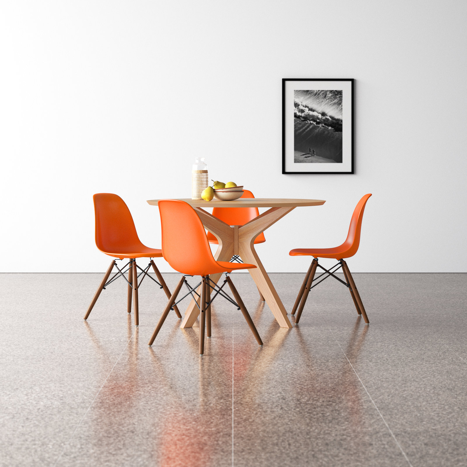 Jordan 4 - Person Dining Set, Black, Natural, Natural