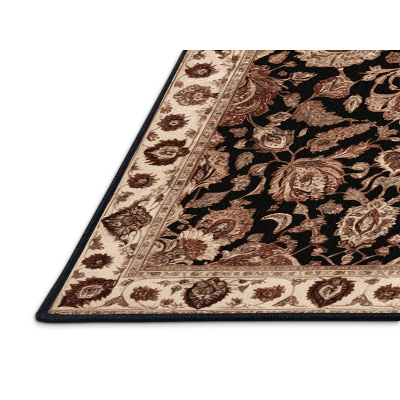 Machine Washable Persian Brown Area Rug, Rectangle 4' x 6'